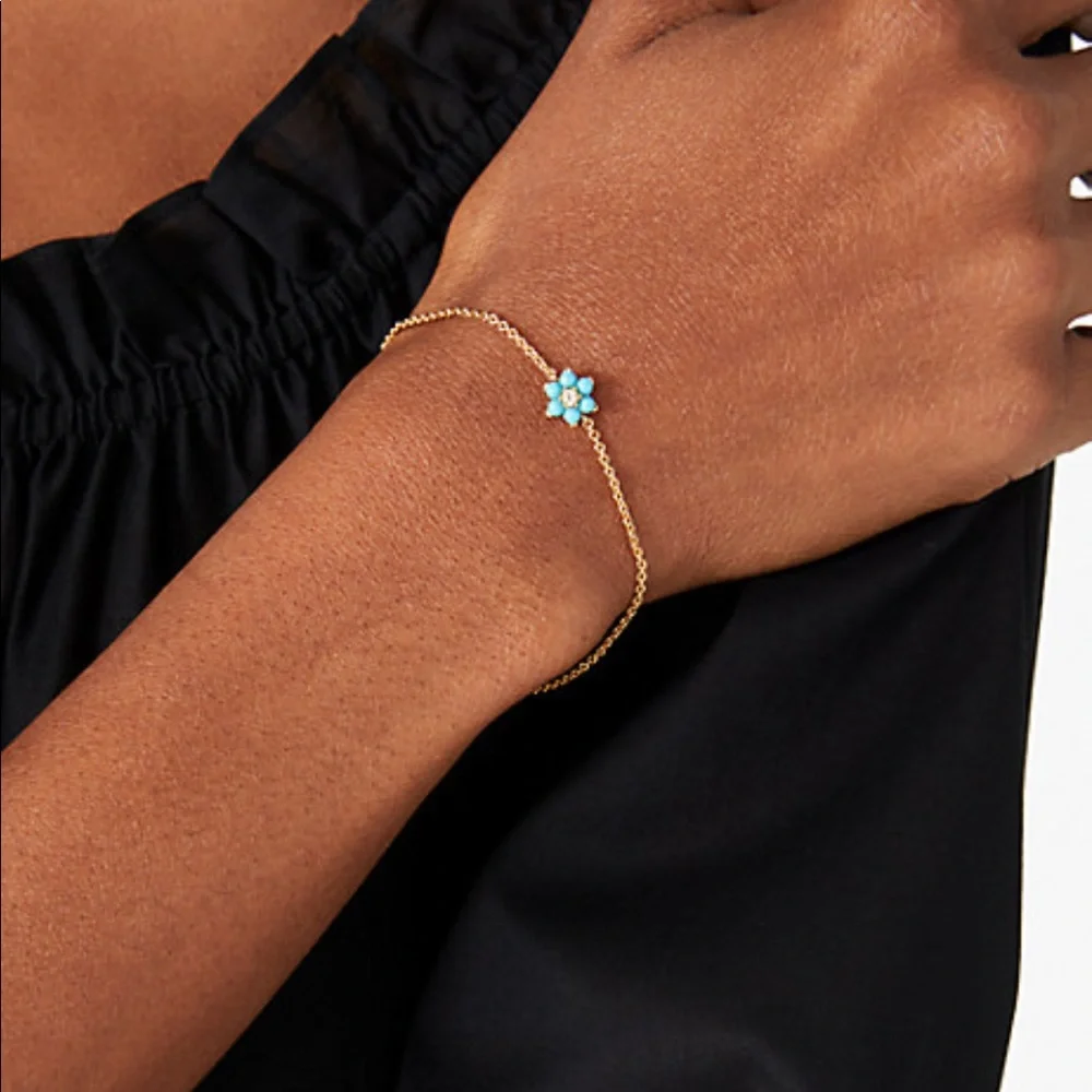 $48 Kate Spade myosotis flower bracelet turquoise - Picture 2 of 7